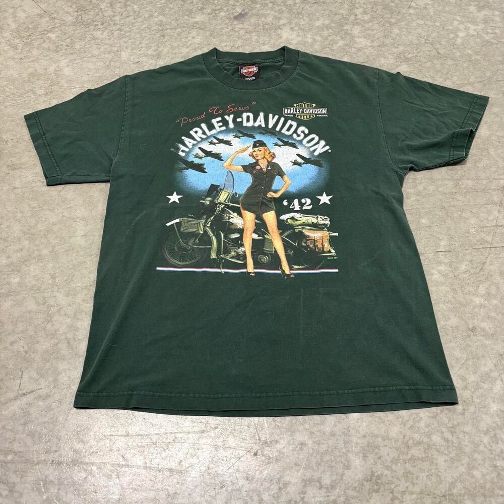 Harley-davidson Men's Green T-shirt
